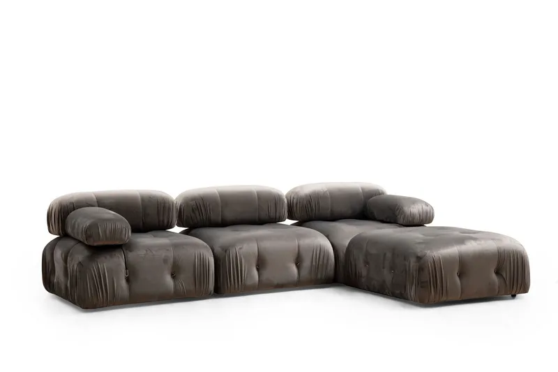 Belgin Högermodul / Fåtölj 95 cm med fasta armstöd och repdetaljer - Grå - Möbler - Vardagsrum - Soffor - Modulsoffor - Hörnmodul