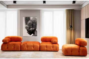 Belgin Högermodul / Fåtölj 95 cm med fasta armstöd och repdetaljer - Orange - M öbler - Vardagsrum - Soffor - Modulsoffor - Hörnmodul