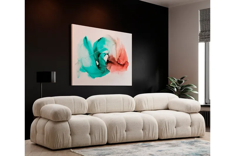 Belgin Vänstermodul / Fåtölj 95 cm med fasta armstöd och repdetaljer - Cream - Möbler - Vardagsrum - Soffor - Modulsoffor - Hörnmodul