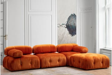 Belgin Vänstermodul / Fåtölj 95 cm med fasta armstöd och repdetaljer - Orange - Möbler - Vardagsrum - Soffor - Modulsoffor - Hörnmodul