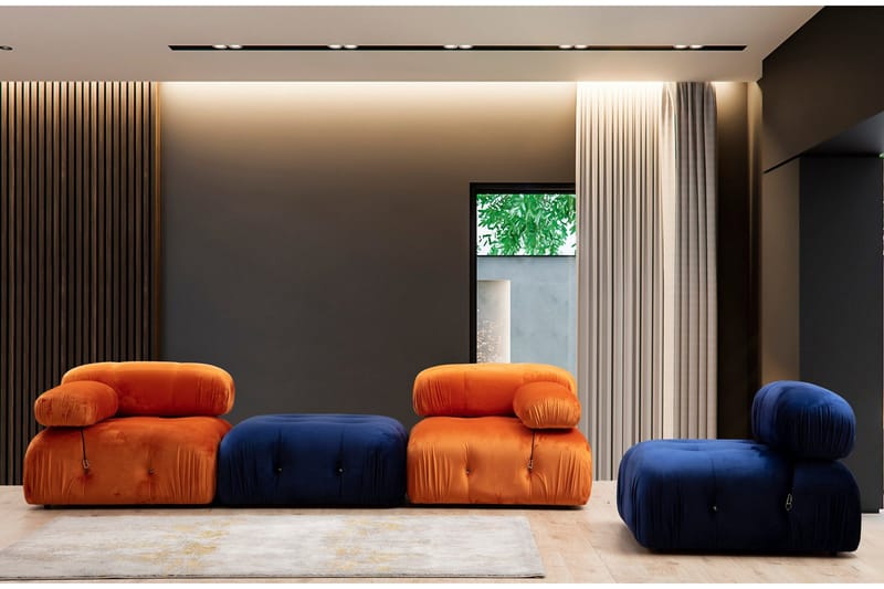 Belgin Vänstermodul / Fåtölj 95 cm med fasta armstöd och repdetaljer - Orange - Möbler - Vardagsrum - Soffor - Modulsoffor - Hörnmodul