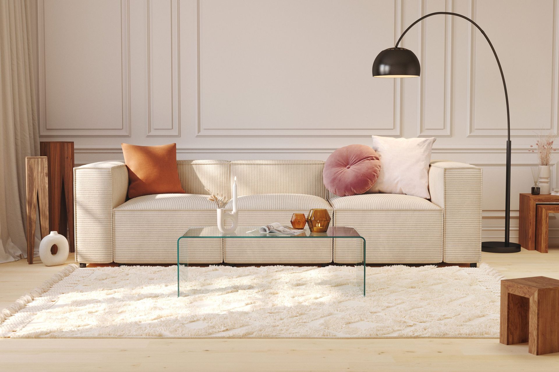 cubo 1-sits högermodul i manchester 108 cm bred - beige