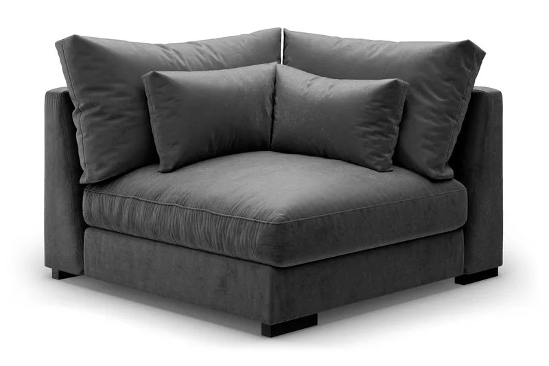 Dubai Hörnmodul Sammet Extra Djup - Mörkgrå - Möbler - Vardagsrum - Soffor - Modulsoffor - Hörnmodul