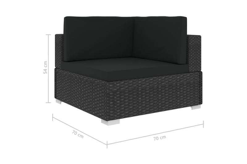 Hörnsitsar Modulsoffa Utomhus 2 st med dynor konstrotting svart - Svart - Utemöbler - Loungemöbler