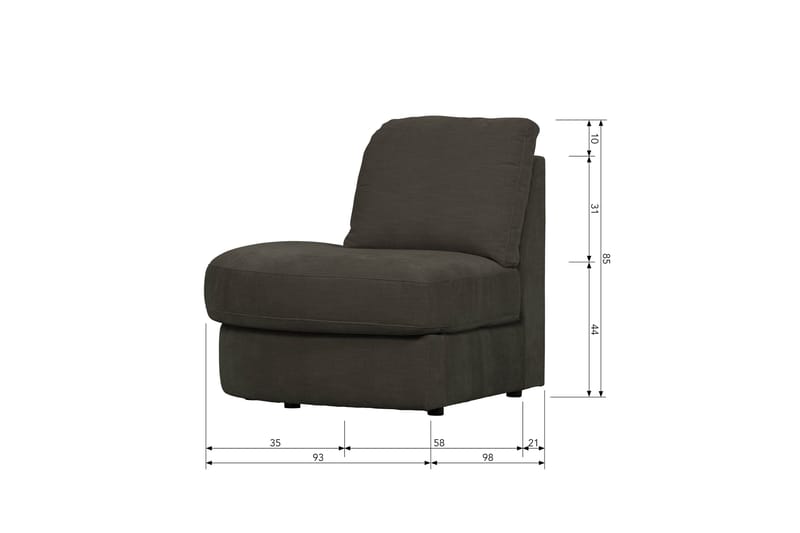 Kielstra Hörnmodul Vänster - Antracit - Möbler - Vardagsrum - Soffor - Modulsoffor - Hörnmodul