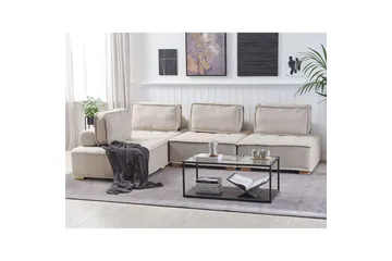 Hörnsoffa Tibro Beige/ljust trä - Beige/ljust trä - Möbler - Vardagsrum - Soffor - Modulsoffor - Komplett modulsoffa