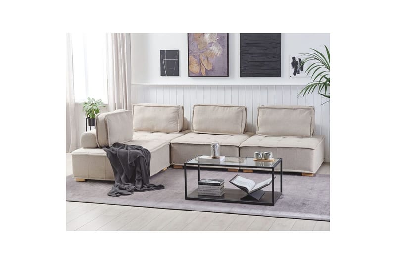 Hörnsoffa Tibro Beige/ljust trä - Beige/ljust trä - Möbler - Vardagsrum - Soffor - Modulsoffor - Komplett modulsoffa