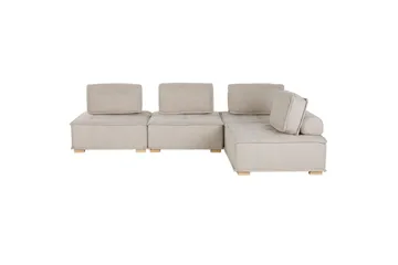 Hörnsoffa Tibro Beige/ljust trä - Beige/ljust trä - Möbler - Vardagsrum - Soffor - Modulsoffor - Komplett modulsoffa