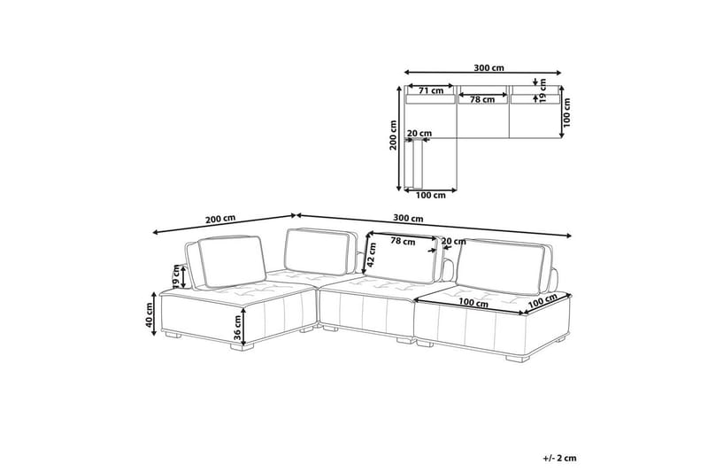 Hörnsoffa Tibro Rosa/ljust trä - Rosa/ljust trä - Möbler - Vardagsrum - Soffor - Modulsoffor - Komplett modulsoffa