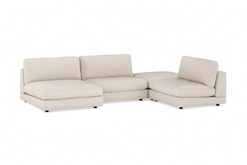 Arken 6-sits U-formad Modulsoffa + Fotpall i Manchester - Beige - Möbler - Vardagsrum - Soffor - Modulsoffor - Komplett modulsoffa