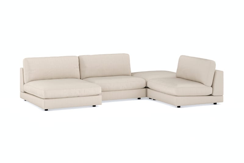 Arken 6-sits U-formad Modulsoffa + Fotpall i Manchester - Beige - Möbler - Vardagsrum - Soffor - Modulsoffor - Komplett modulsoffa