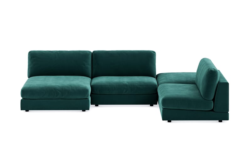 Arken 6-sits U-formad Modulsoffa + Fotpall i Sammet - Grön - Möbler - Vardagsrum - Soffor - Modulsoffor - Komplett modulsoffa