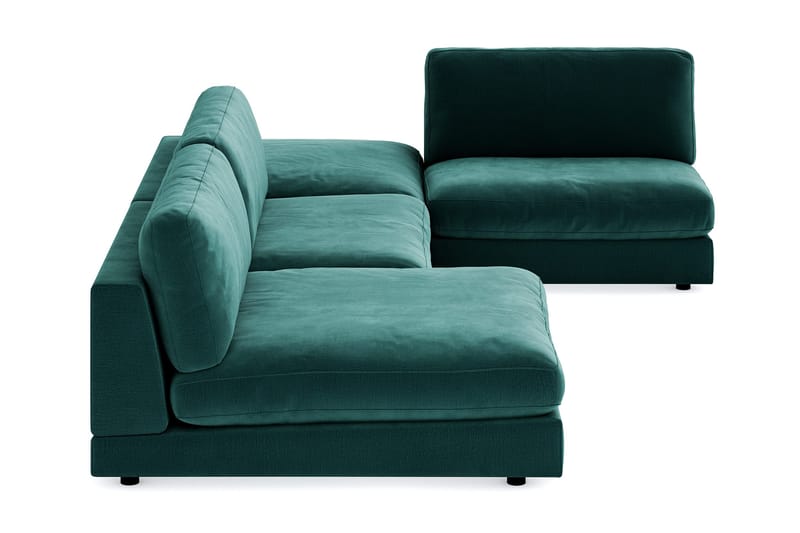 Arken 6-sits U-formad Modulsoffa + Fotpall i Sammet - Grön - Möbler - Vardagsrum - Soffor - Modulsoffor - Komplett modulsoffa