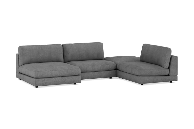 Arken 6-sits U-formad Modulsoffa + Fotpall i Tyg - Mörkgrå - Möbler - Vardagsrum - Soffor - Modulsoffor - Komplett modulsoffa