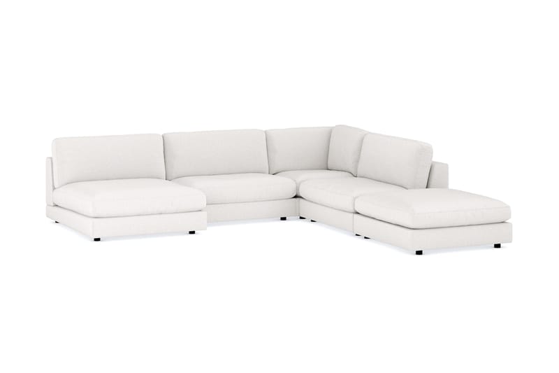 Arken 6-sits Vändbar L-formad Modulhörnsoffa med Divan + Fotpall i Bouclé - Vit - Möbler - Vardagsrum - Soffor - Modulsoffor - Komplett modulsoffa