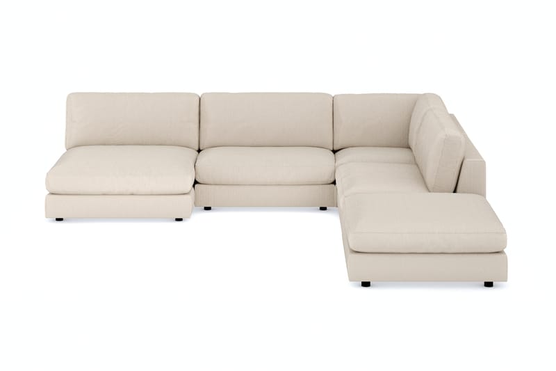 Arken 6-sits Vändbar L-formad Modulhörnsoffa med Divan + Fotpall i Manchester - Beige - Möbler - Vardagsrum - Soffor - Modulsoffor - Komplett modulsoffa