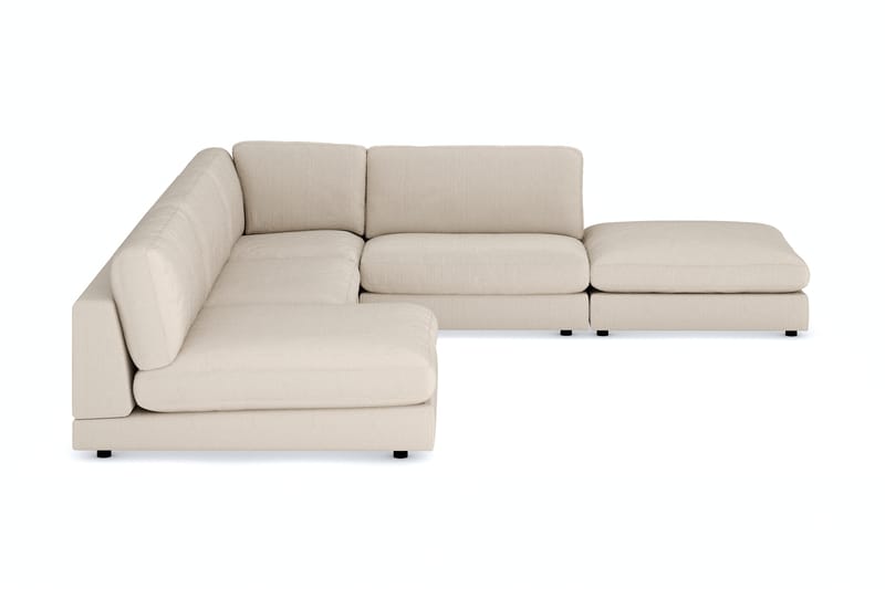 Arken 6-sits Vändbar L-formad Modulhörnsoffa med Divan + Fotpall i Manchester - Beige - Möbler - Vardagsrum - Soffor - Modulsoffor - Komplett modulsoffa