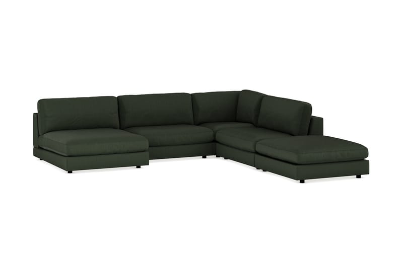 Arken 6-sits Vändbar L-formad Modulhörnsoffa med Divan + Fotpall i Manchester - Mörkgrön - Möbler - Vardagsrum - Soffor - Modulsoffor - Komplett modulsoffa