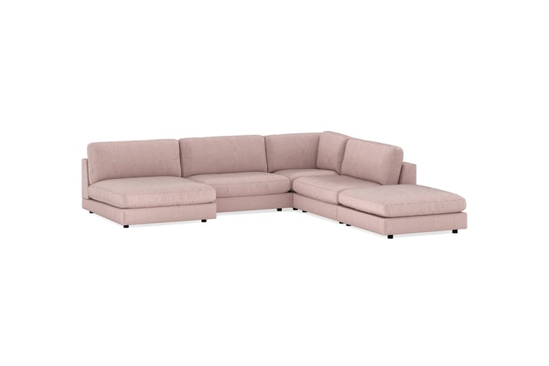 Arken 6-sits Vändbar L-formad Modulhörnsoffa med Divan + Fotpall i Manchester - Rosa - Möbler - Vardagsrum - Soffor - Modulsoffor - Komplett modulsoffa