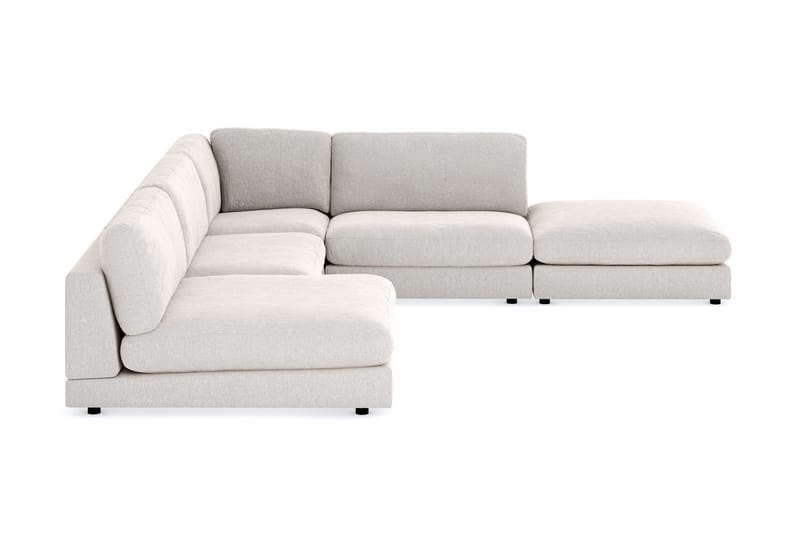 Arken 6-sits Vändbar L-formad Modulhörnsoffa med Divan + Fotpall i Sammet - Krämvit - Möbler - Vardagsrum - Soffor - Modulsoffor - Komplett modulsoffa