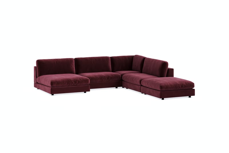 Arken 6-sits Vändbar L-formad Modulhörnsoffa med Divan + Fotpall i Sammet - Lila - Möbler - Vardagsrum - Soffor - Modulsoffor - Komplett modulsoffa