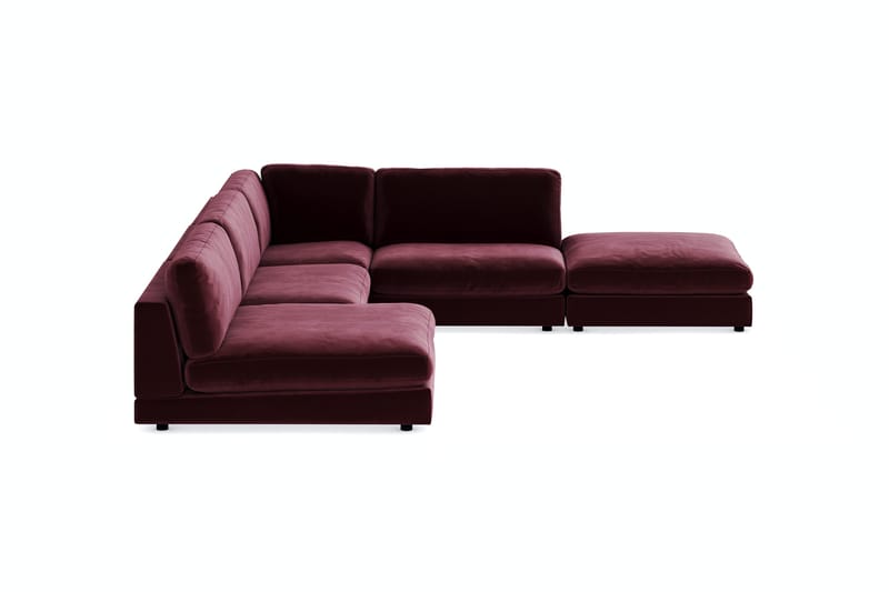 Arken 6-sits Vändbar L-formad Modulhörnsoffa med Divan + Fotpall i Sammet - Lila - Möbler - Vardagsrum - Soffor - Modulsoffor - Komplett modulsoffa