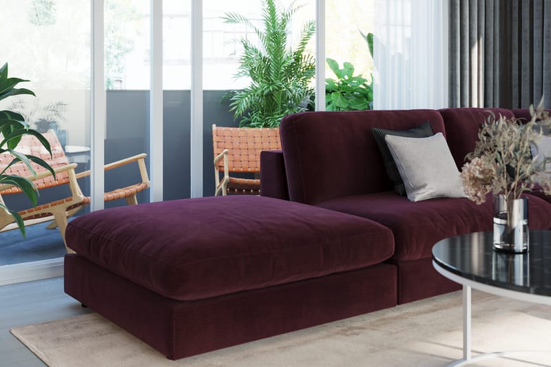 Arken 6-sits Vändbar L-formad Modulhörnsoffa med Divan + Fotpall i Sammet - Lila - Möbler - Vardagsrum - Soffor - Modulsoffor - Komplett modulsoffa