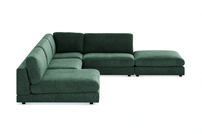 Arken 6-sits Vändbar L-formad Modulhörnsoffa med Divan + Fotpall i Sammet - Mörkgrön - Möbler - Vardagsrum - Soffor - Modulsoffor - Komplett modulsoffa