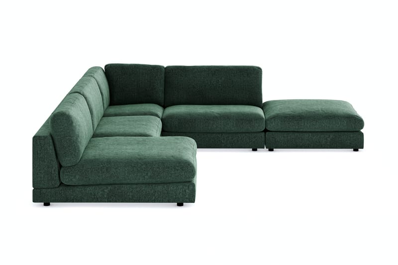 Arken 6-sits Vändbar L-formad Modulhörnsoffa med Divan + Fotpall i Sammet - Mörkgrön - Möbler - Vardagsrum - Soffor - Modulsoffor - Komplett modulsoffa