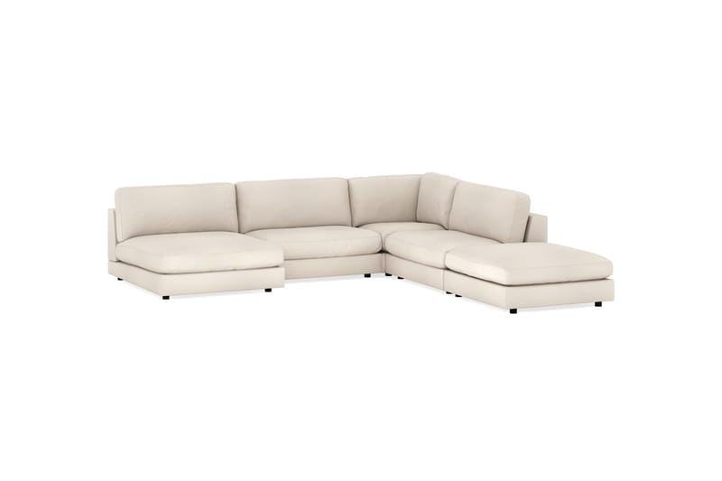 Arken 6-sits Vändbar L-formad Modulhörnsoffa med Divan + Fotpall i Tyg - Beige - Möbler - Vardagsrum - Soffor - Modulsoffor - Komplett modulsoffa