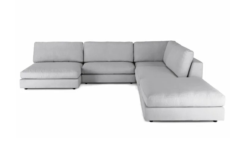 Arken 6-sits Vändbar L-formad Modulhörnsoffa med Divan + Fotpall i Tyg, Grå