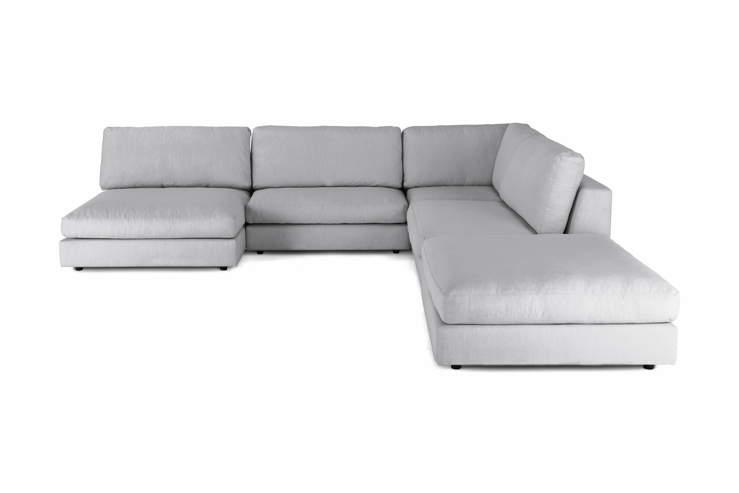 arken 6-sits vändbar l-formad modulhörnsoffa med divan + fotpall i tyg - grå