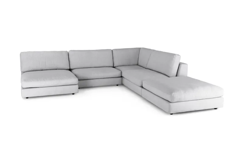 Arken 6-sits Vändbar L-formad Modulhörnsoffa med Divan + Fotpall i Tyg - Grå - Möbler - Vardagsrum - Soffor - Modulsoffor - Komplett modulsoffa