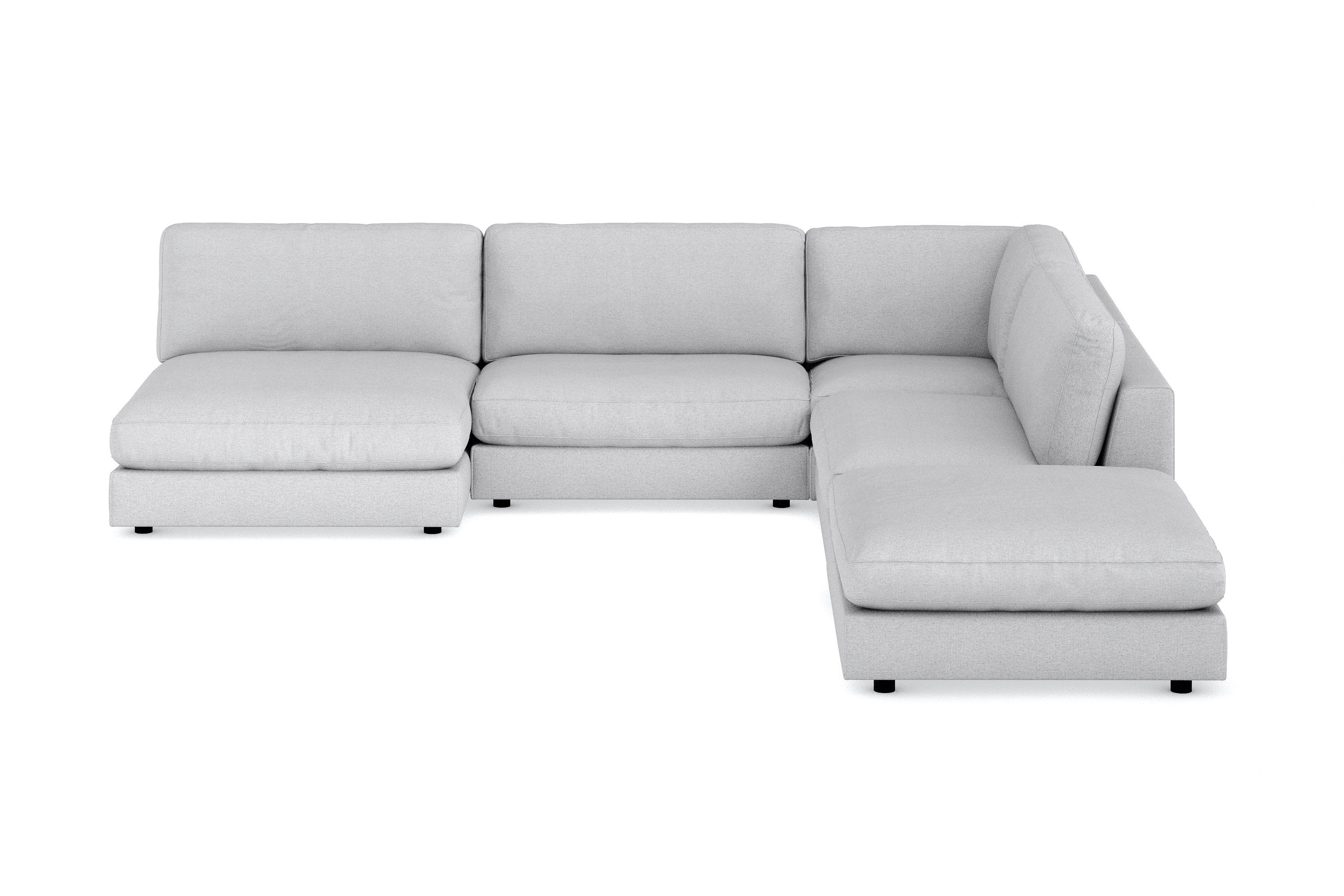 arken 6-sits vändbar l-formad modulhörnsoffa med divan + fotpall i tyg - ljusgrå