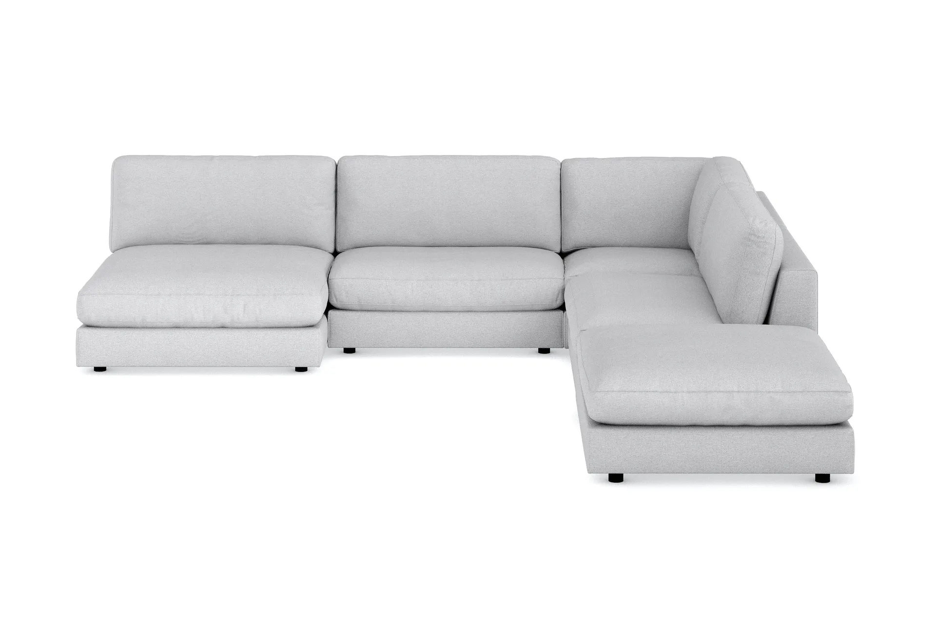 arken 6-sits vändbar l-formad modulhörnsoffa med divan + fotpall i tyg - ljusgrå