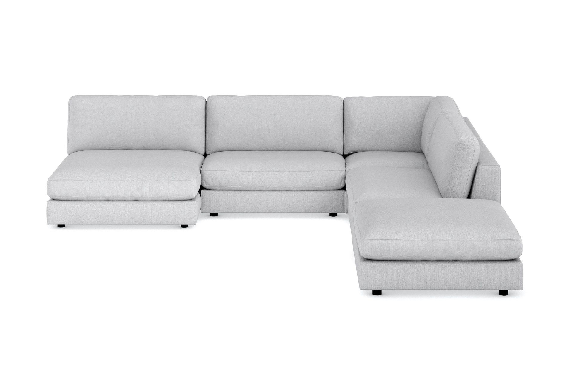 arken 6-sits vändbar l-formad modulhörnsoffa med divan + fotpall i tyg - ljusgrå