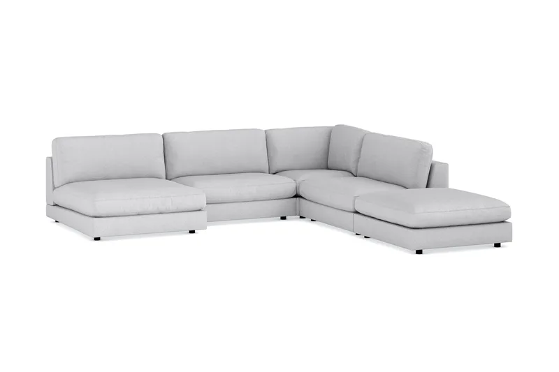 Arken 6-sits Vändbar L-formad Modulhörnsoffa med Divan + Fotpall i Tyg - Ljusgrå - Möbler - Vardagsrum - Soffor - Modulsoffor - Komplett modulsoffa