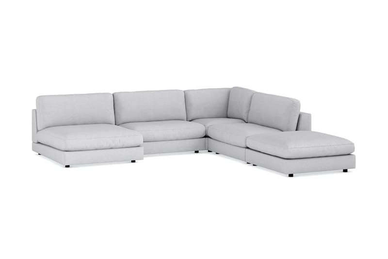 Arken 6-sits Vändbar L-formad Modulhörnsoffa med Divan + Fotpall i Tyg - Ljusgrå - Möbler - Vardagsrum - Soffor - Modulsoffor - Komplett modulsoffa