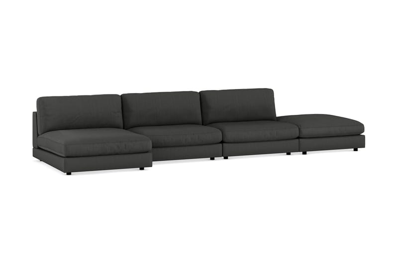 Arken 6-sits Vändbar U-formad Modulsoffa med Divan + Fotpall i Manchester - Mörkgrå - Möbler - Vardagsrum - Soffor - Modulsoffor - Komplett modulsoffa