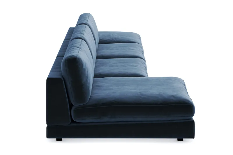 Arken 6-sits Vändbar U-formad Modulsoffa med Divan + Fotpall i Sammet - Blå - Möbler - Vardagsrum - Soffor - Modulsoffor - Komplett modulsoffa