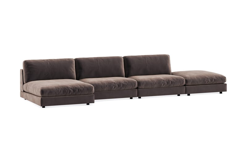 Arken 6-sits Vändbar U-formad Modulsoffa med Divan + Fotpall i Sammet - Brun - Möbler - Vardagsrum - Soffor - Modulsoffor - Komplett modulsoffa