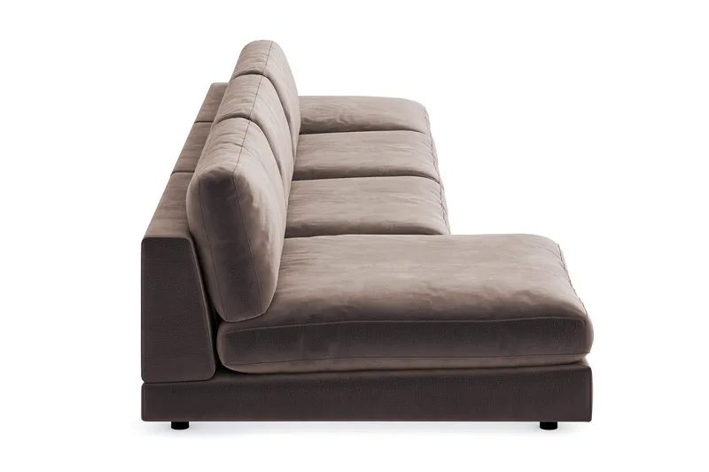 Arken 6-sits Vändbar U-formad Modulsoffa med Divan + Fotpall i Sammet - Brun - Möbler - Vardagsrum - Soffor - Modulsoffor - Komplett modulsoffa