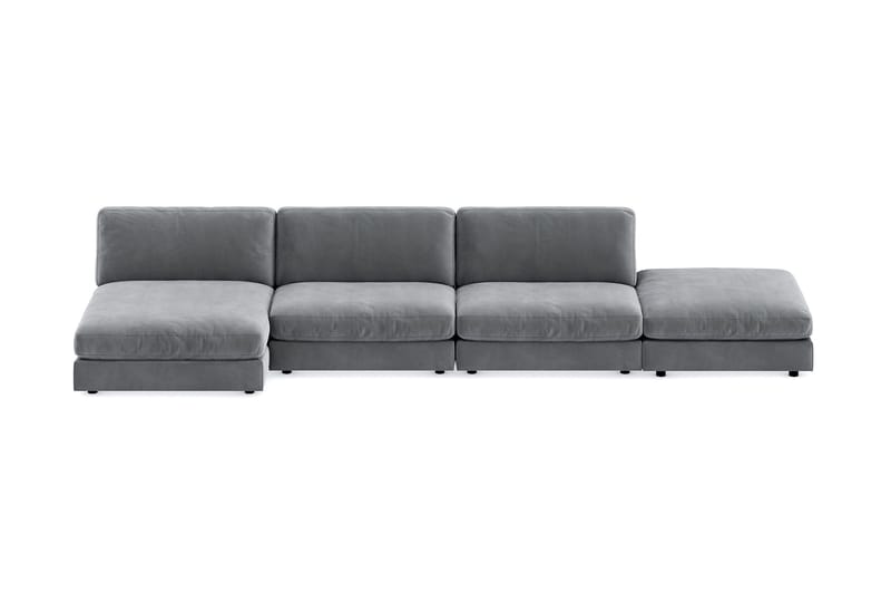 Arken 6-sits Vändbar U-formad Modulsoffa med Divan + Fotpall i Sammet - Ljusgrå - Möbler - Vardagsrum - Soffor - Modulsoffor - Komplett modulsoffa