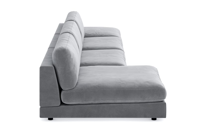 Arken 6-sits Vändbar U-formad Modulsoffa med Divan + Fotpall i Sammet - Ljusgrå - Möbler - Vardagsrum - Soffor - Modulsoffor - Komplett modulsoffa
