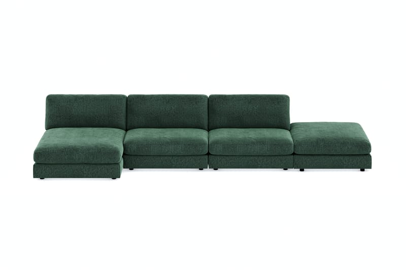 Arken 6-sits Vändbar U-formad Modulsoffa med Divan + Fotpall i Sammet - Mörkgrön - Möbler - Vardagsrum - Soffor - Modulsoffor - Komplett modulsoffa