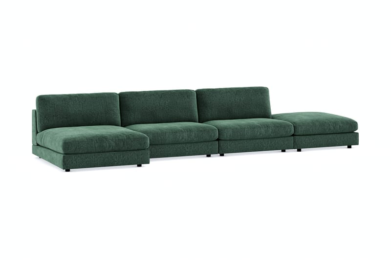 Arken 6-sits Vändbar U-formad Modulsoffa med Divan + Fotpall i Sammet - Mörkgrön - Möbler - Vardagsrum - Soffor - Modulsoffor - Komplett modulsoffa
