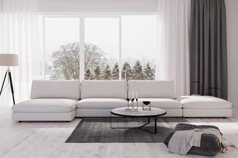 Arken 6-sits Vändbar U-formad Modulsoffa med Divan + Fotpall i Tyg - Ljusgrå - Möbler - Vardagsrum - Soffor - Modulsoffor - Komplett modulsoffa