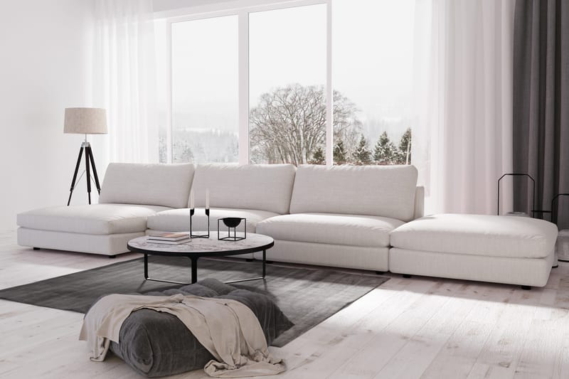 Arken 6-sits Vändbar U-formad Modulsoffa med Divan + Fotpall i Tyg - Ljusgrå - Möbler - Vardagsrum - Soffor - Modulsoffor - Komplett modulsoffa