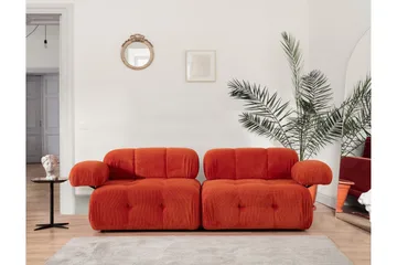 Belgin Bubblig divansoffa 2-sits med utfällbara armstöd och ryggstöd - Röd Manchester - Möbler - Vardagsrum - Soffor - Modulsoffor - Komplett modulsoffa