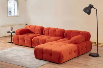 Belgin Bubblig Divansoffa 3-sits med utfällbara armstöd och ryggstöd - Röd - Möbler - Vardagsrum - Soffor - Modulsoffor - Komplett modulsoffa